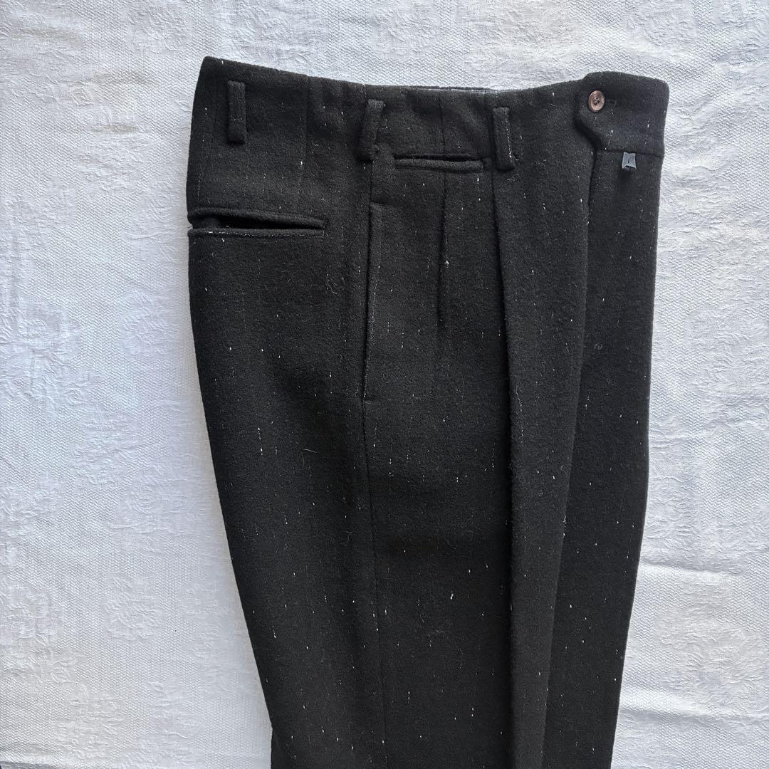 archive 90s NICOLE 絣 縮絨ウール 2tuck slacks