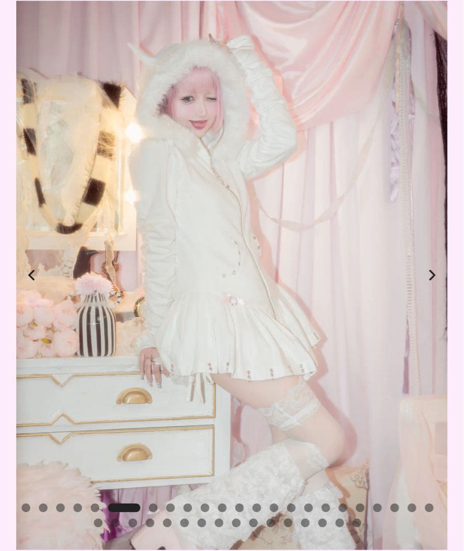 ジャケット・アウター avenchumu Pleated devil zip hoodie WHITE