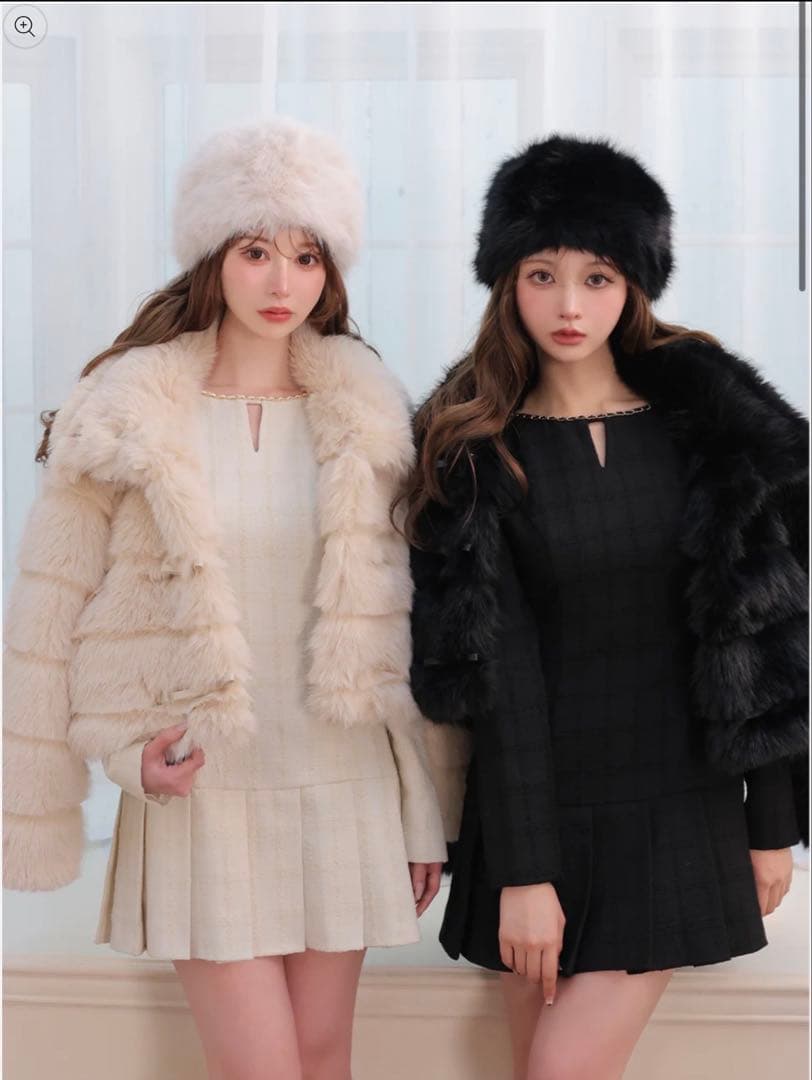 【新品】Mmeeme 2way luxe faux fur coa BEG