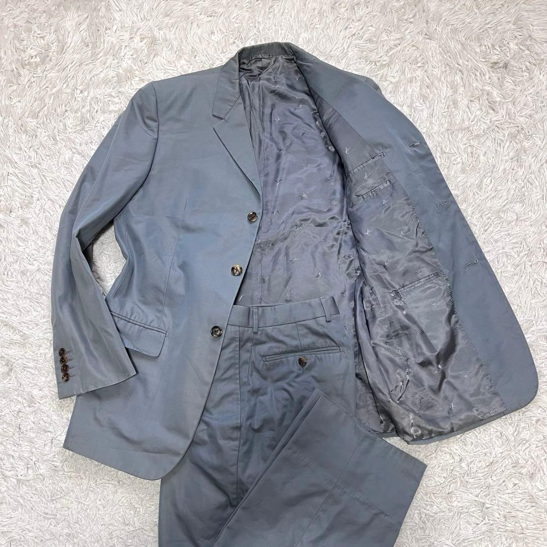 ルイヴィトン セットアップ スーツ 3釦 ブルー コットン XL 50