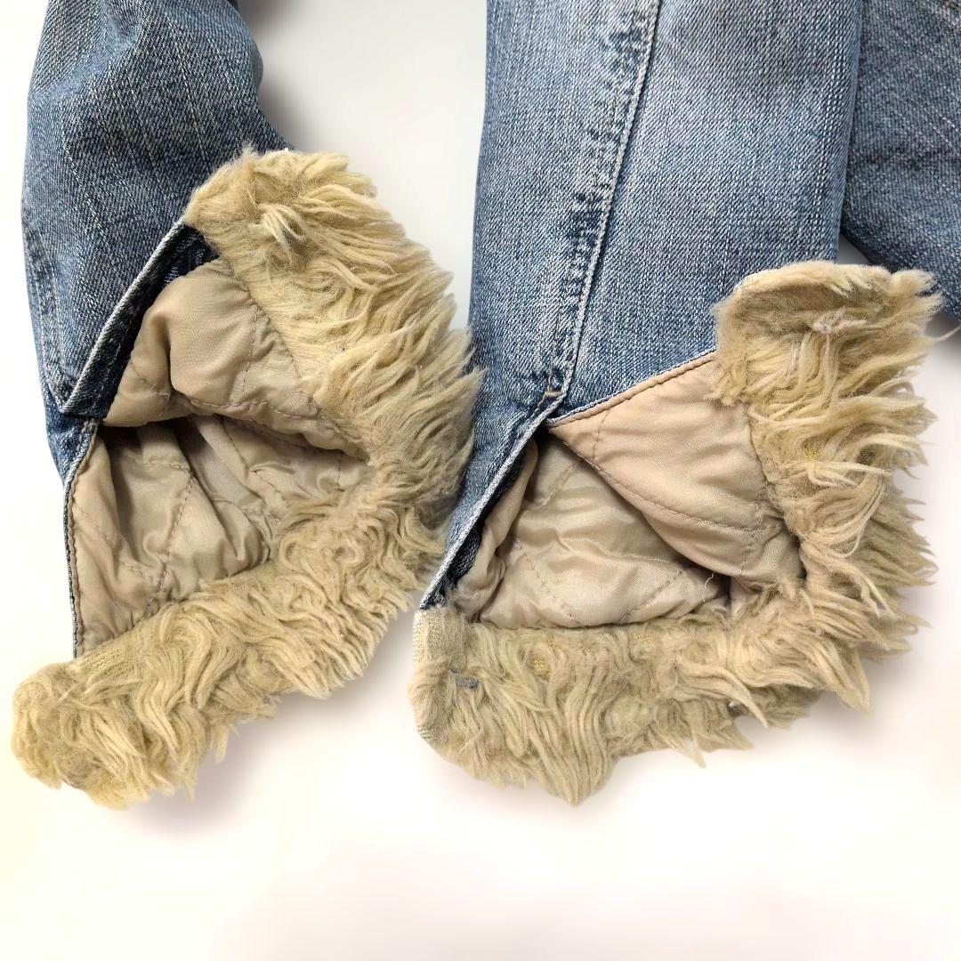 ディーゼル フリンジ風ファー付きデニムジャケット XL ブルー青 ユニセックス