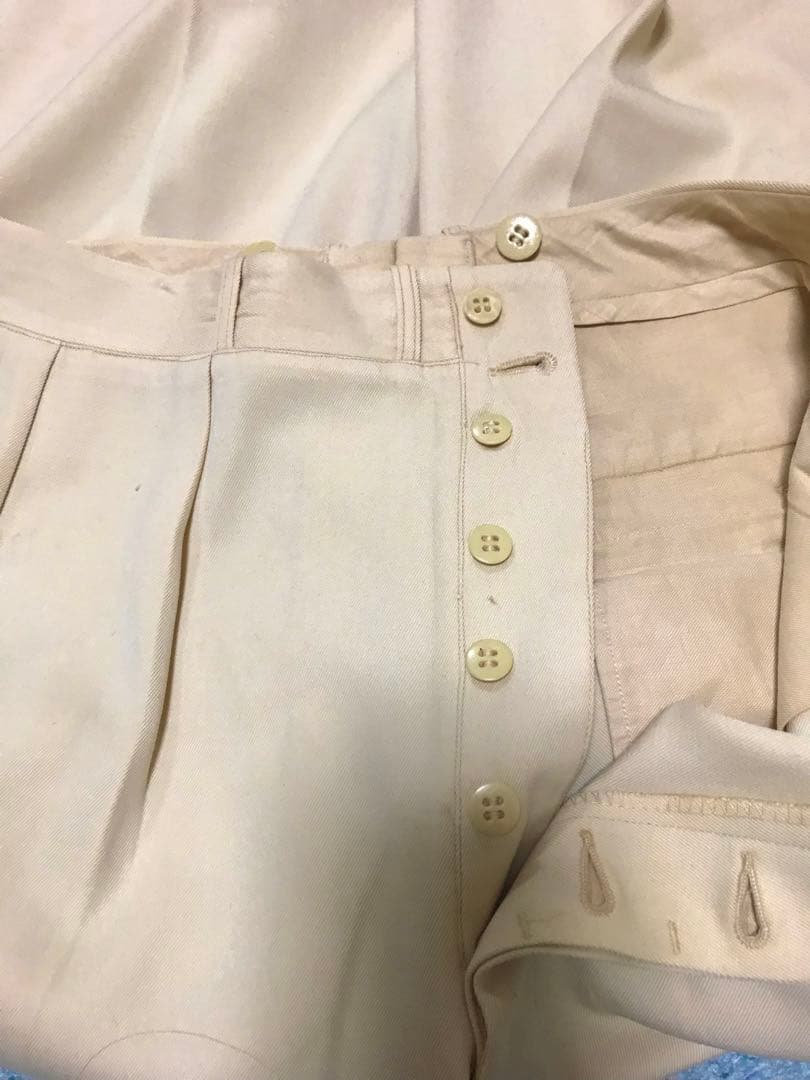 50s レーヨン ギャバジン スラックス レモンイエロー レア 2タック 着画有