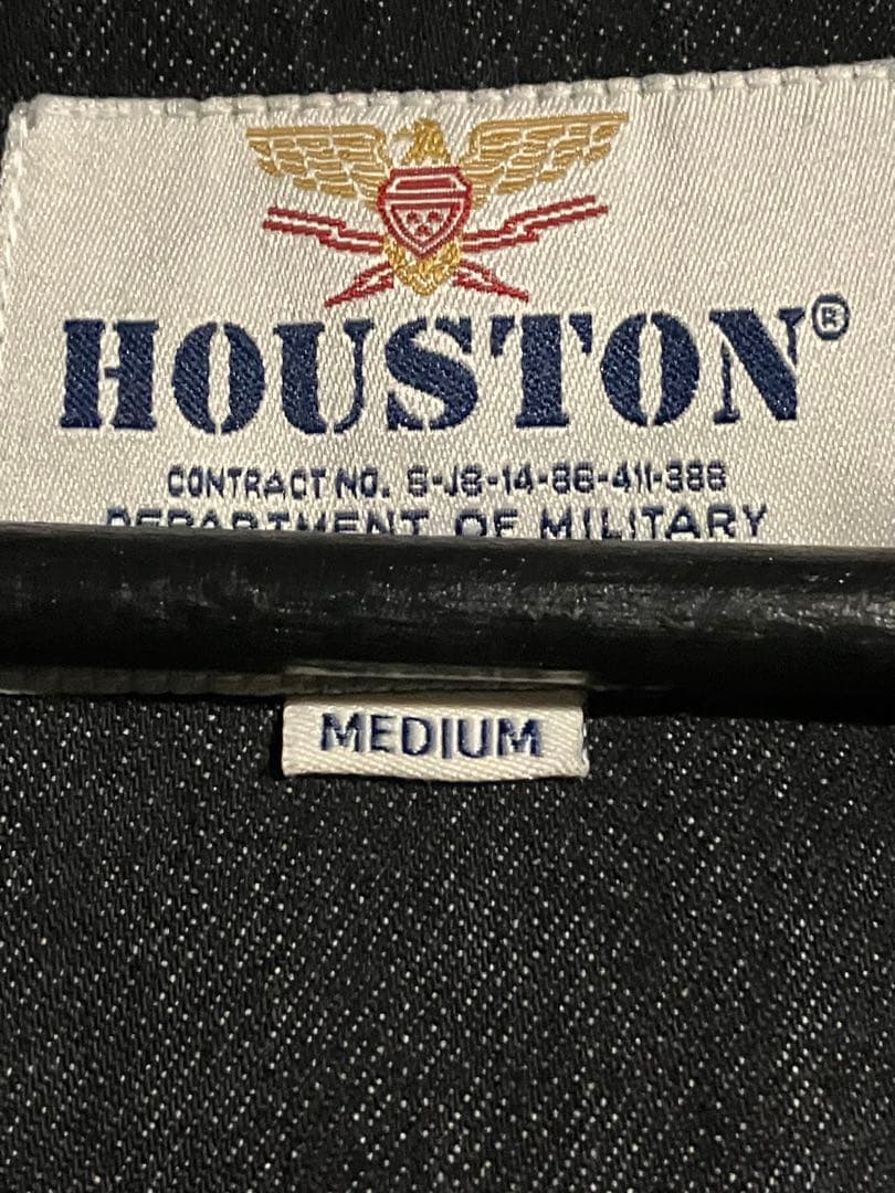 HOUSTON 50617 ラムレザー ブラックデニム ダウン M