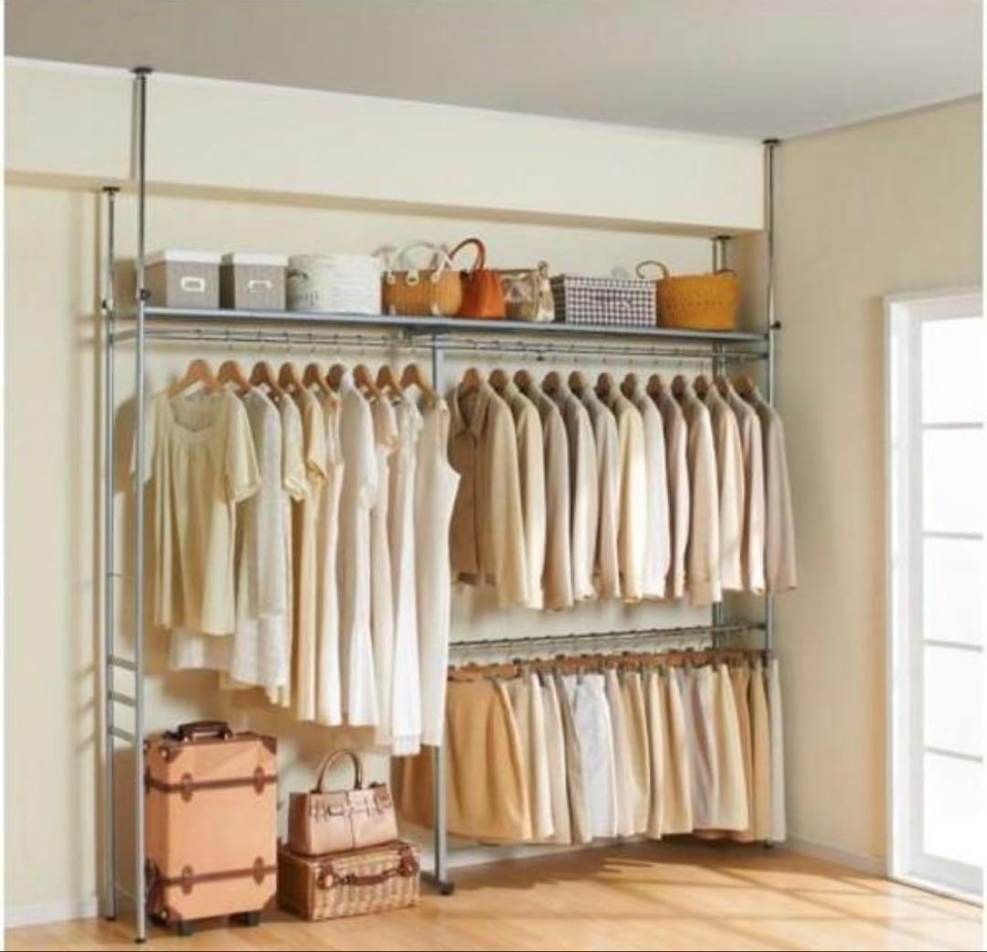 ハンガーラック 伸縮 突っ張り 棚 クローゼット 押し入れ 衣類収納 つっぱり