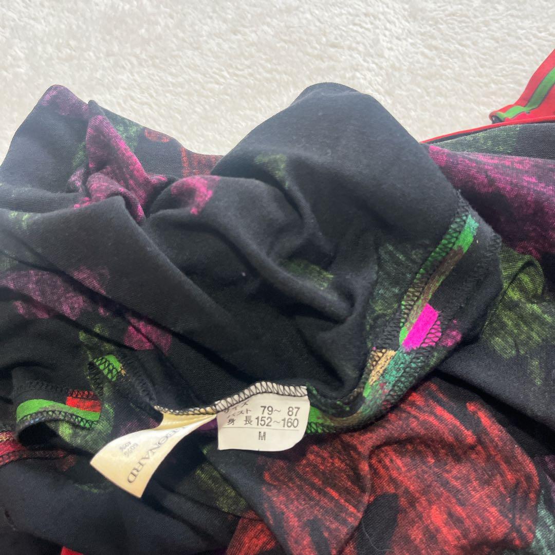 専用レオナール 花柄 水彩絵風 長袖 シルク ワンピース Mサイズ