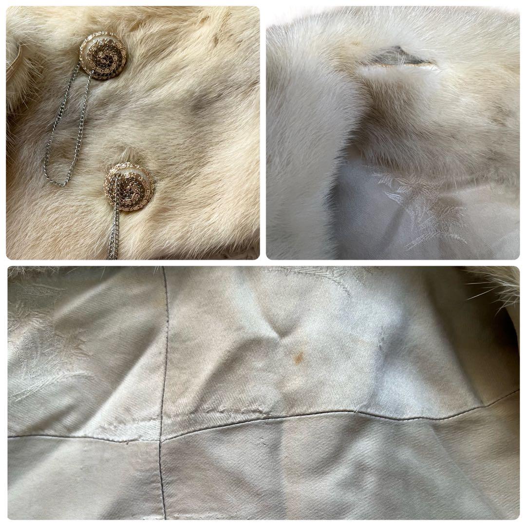 希少デザイン クロップド丈 クロスミンク パール リアルファーコート 本毛皮