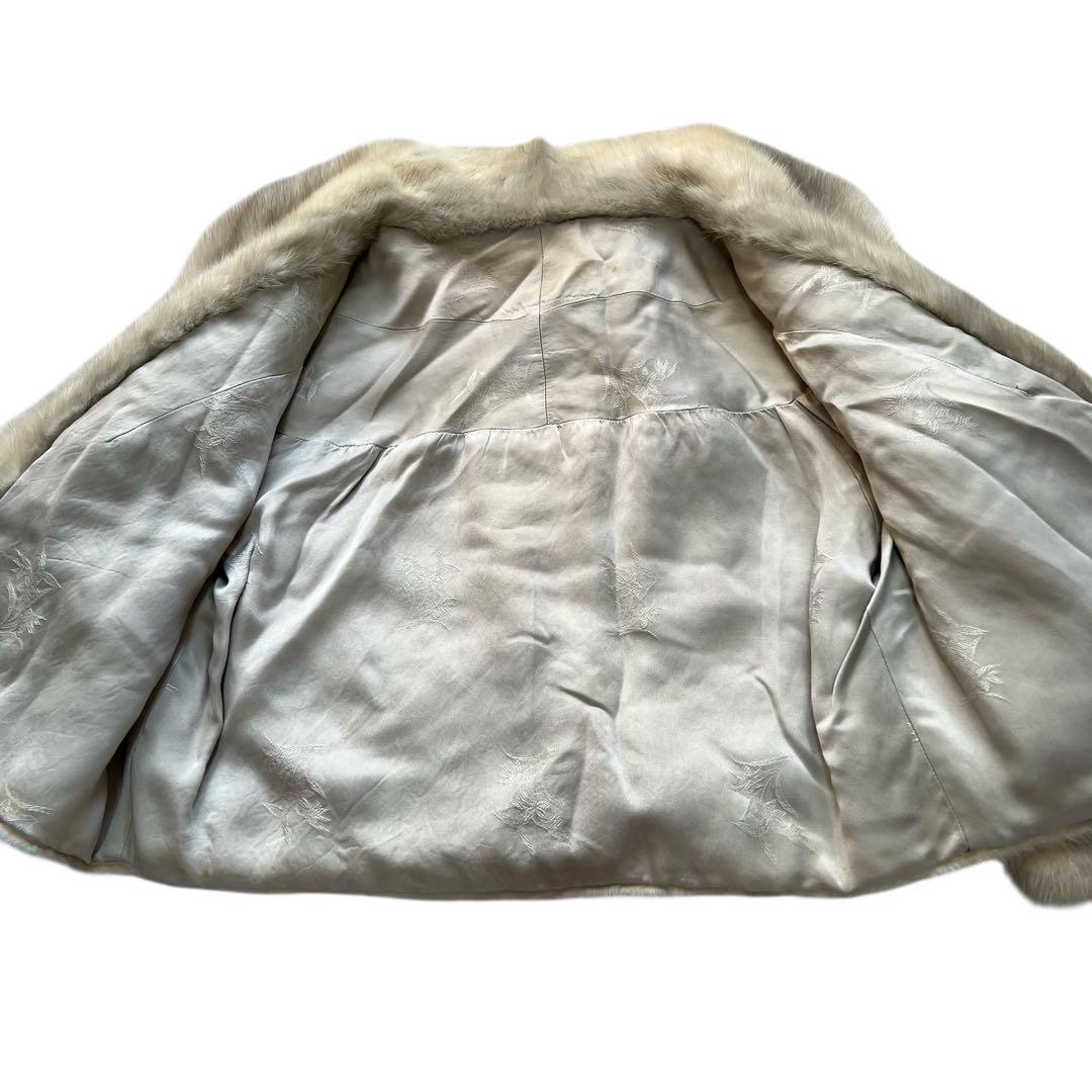 希少デザイン クロップド丈 クロスミンク パール リアルファーコート 本毛皮