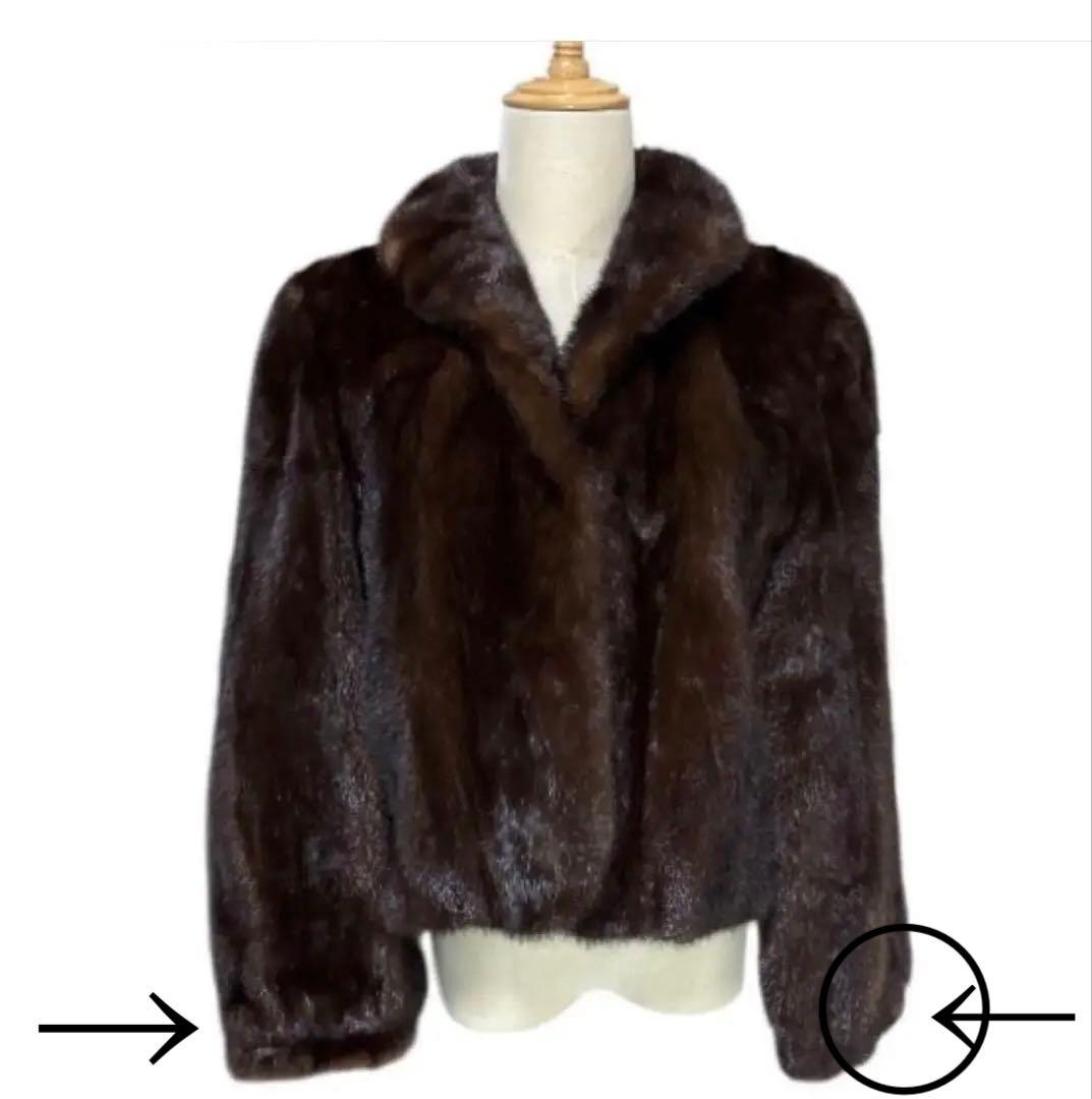 サガミンク L ショールカラー 毛皮 リアルファー銀タグ コート ジャケット