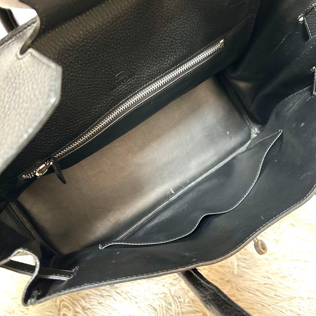 美品　HIGH CLASS ハンドバッグ　トートバッグ　35 シボ革　ブラック