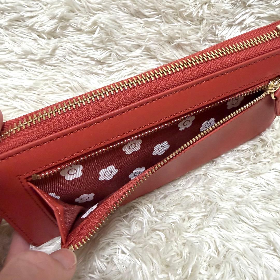 未使用✨マリークワント　テラコッタ　長財布　家計簿管理　薄型　ケース　L字