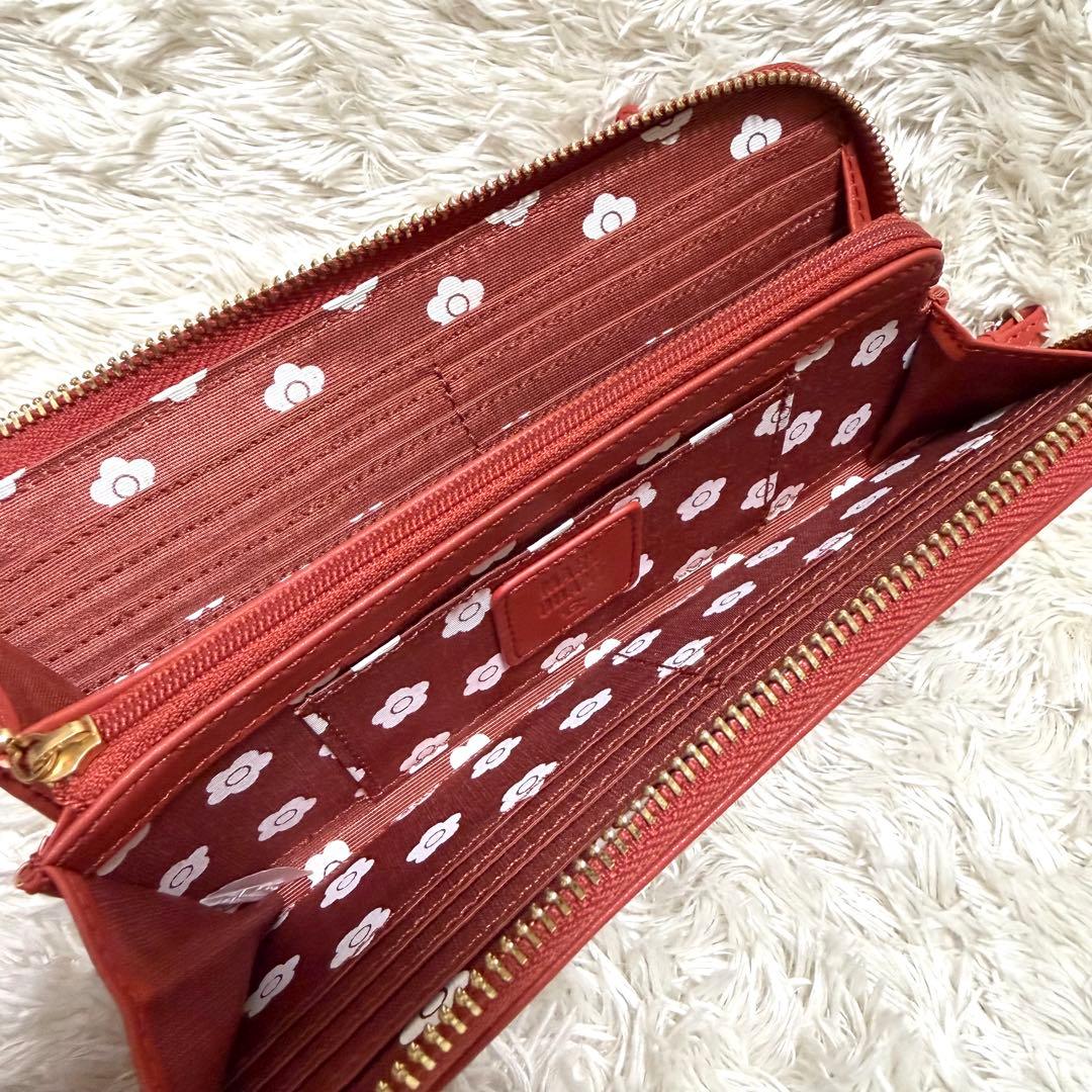 未使用✨マリークワント　テラコッタ　長財布　家計簿管理　薄型　ケース　L字