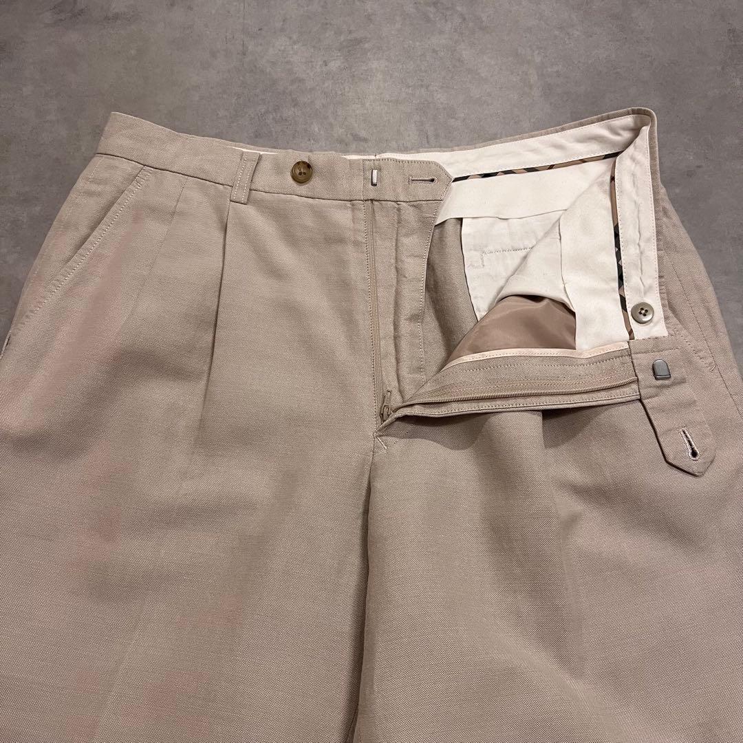 パンツ BURBERRY linen two tuck slacks
