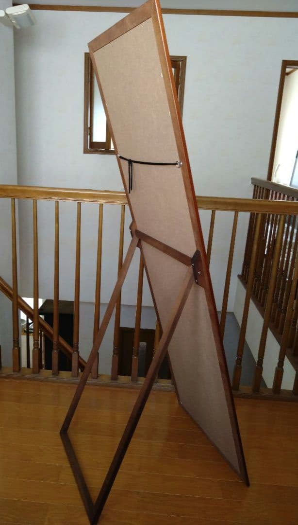 【新品未使用】大型ブラウンスタンドミラー　姿見全身　スタンド＆固定ひも　ヤマソロ