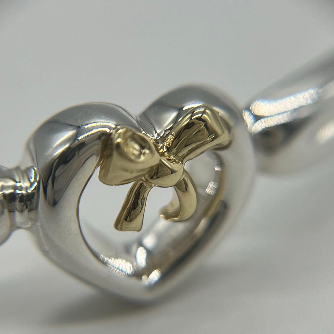 ティファニー TIFFANY ハート リボン バングル SV YG コンビ 希少