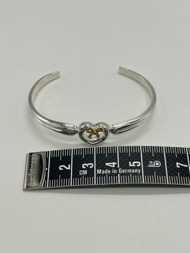 ティファニー TIFFANY ハート リボン バングル SV YG コンビ 希少