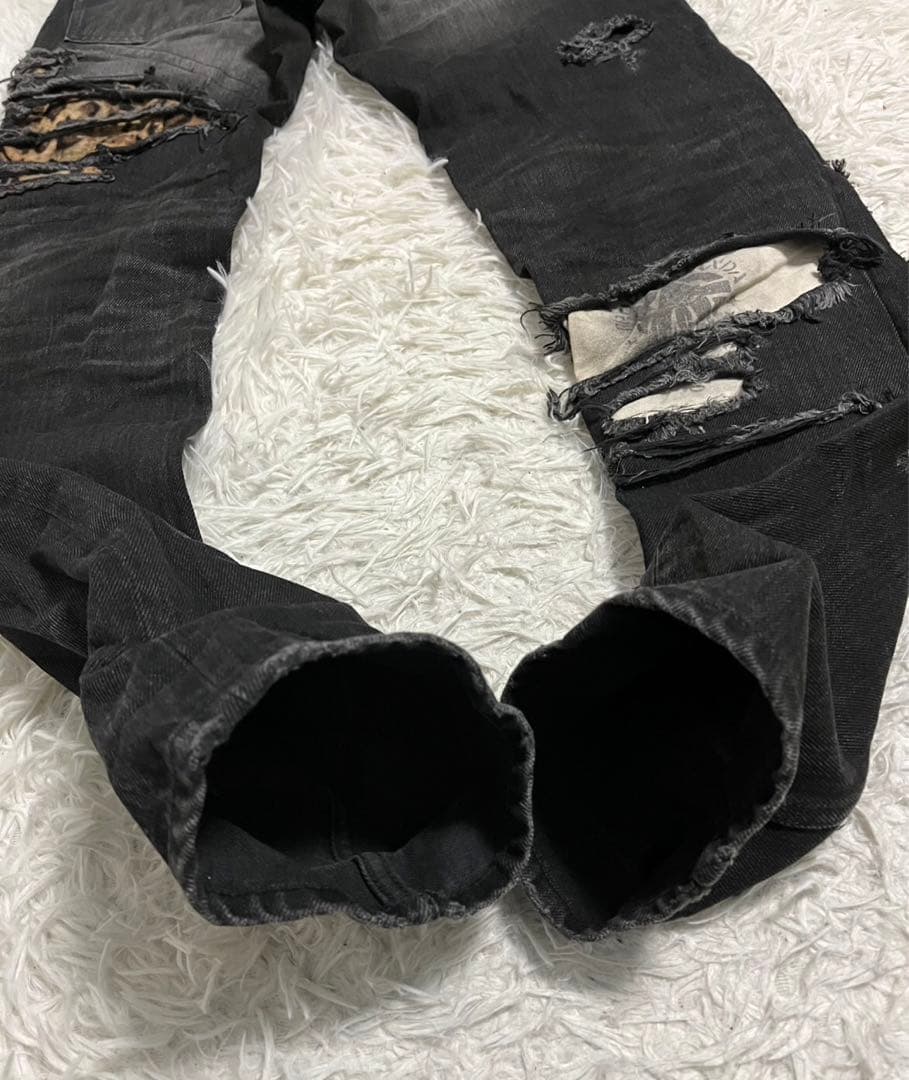 PROPA9ANDA プロパガンダ　デニム　ジーンズ　リペア加工　黒　W31