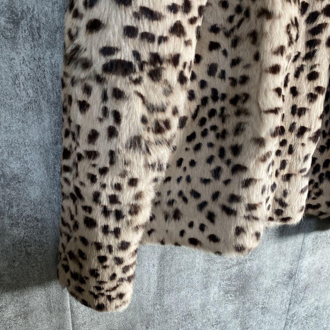 ラビットファー100% ヒョウ柄 ファーコート ダブルスタンダード 高級アウター