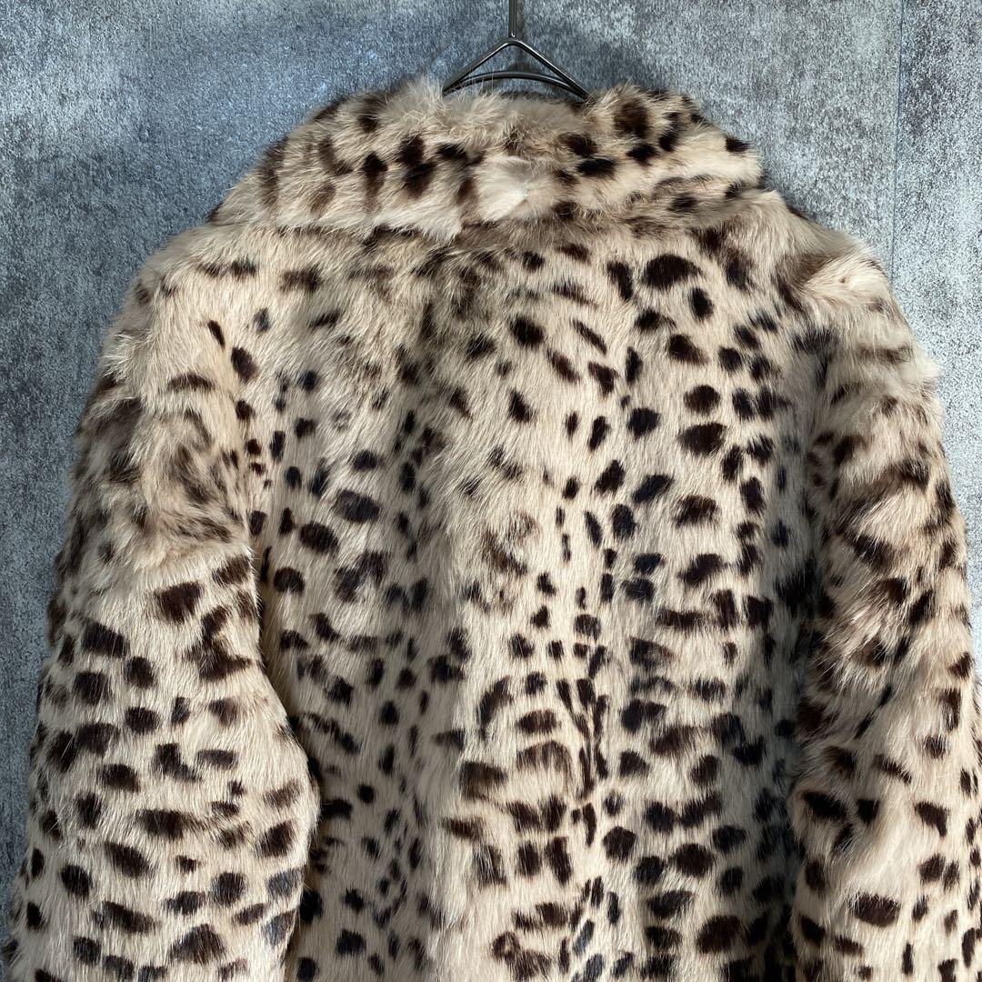 ラビットファー100% ヒョウ柄 ファーコート ダブルスタンダード 高級アウター