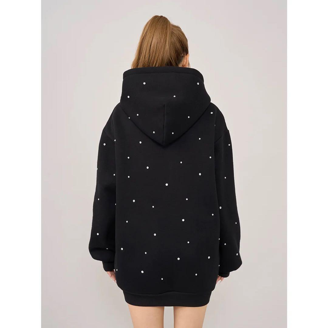 新品タグ付き ダーリッチ ブラック DDロゴビジュージップパーカー フリー F