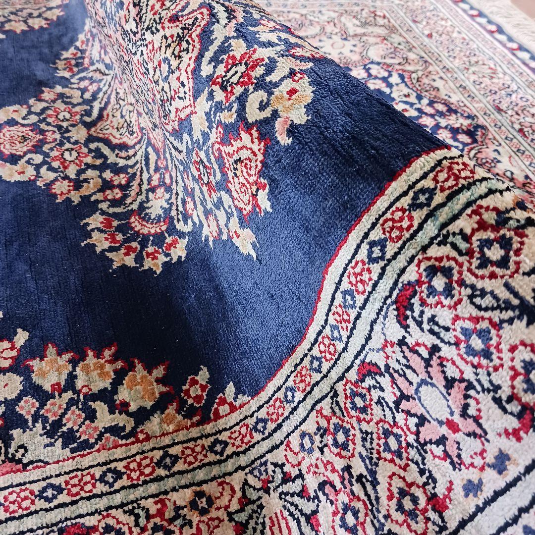 Y2756 トルコ絨毯 カイセリ シルク100% 手織り 135×91㎝