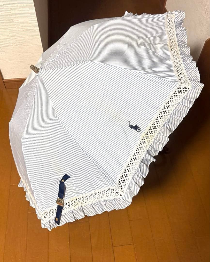 ラルフローレン ストライプ フリル 日傘