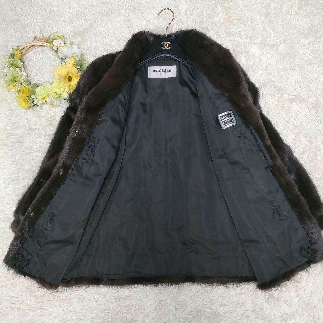 超高級 13号 SAGA MINK ミンクファー コート 毛皮 リアルファー 茶