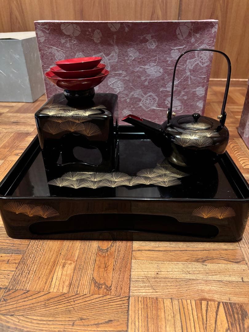 T*o様 会津塗り　漆塗り重箱・茶器セット