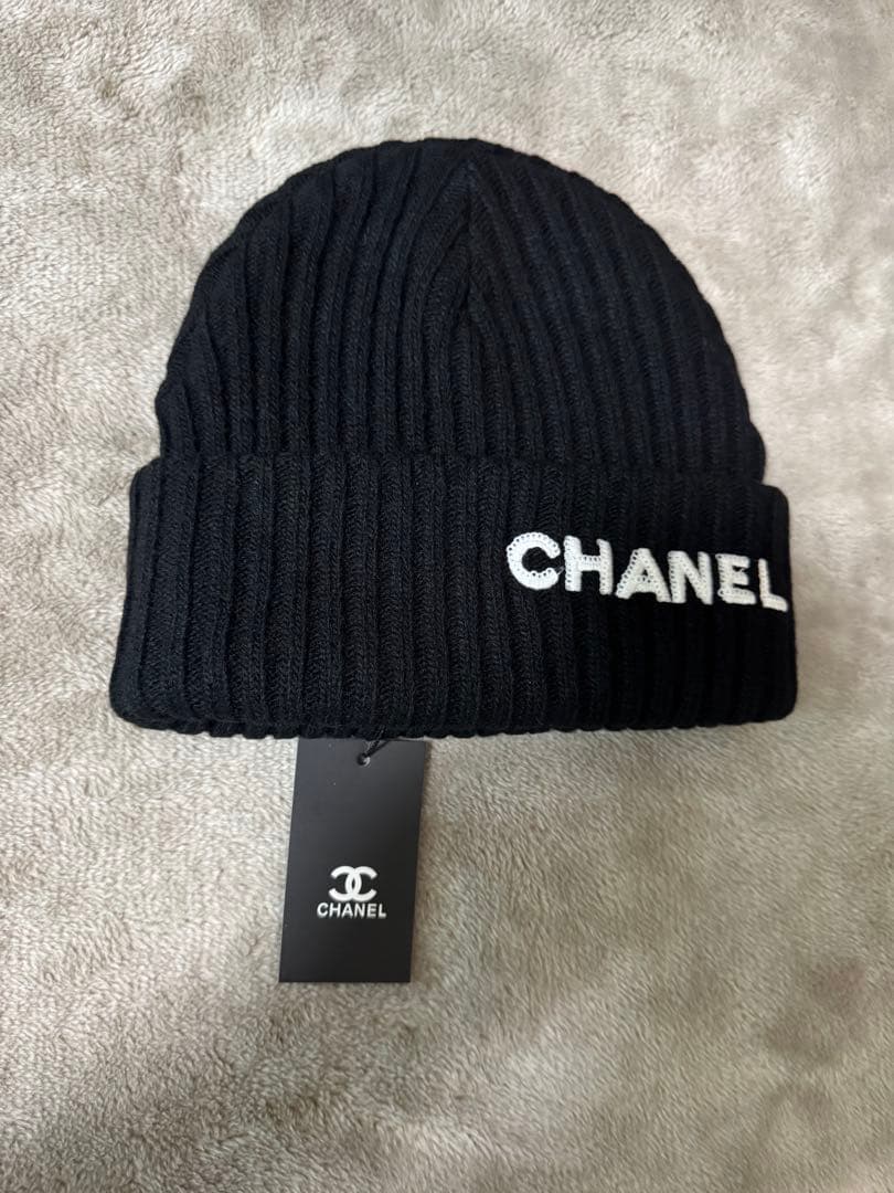 CHANEL ニット帽　ブラック