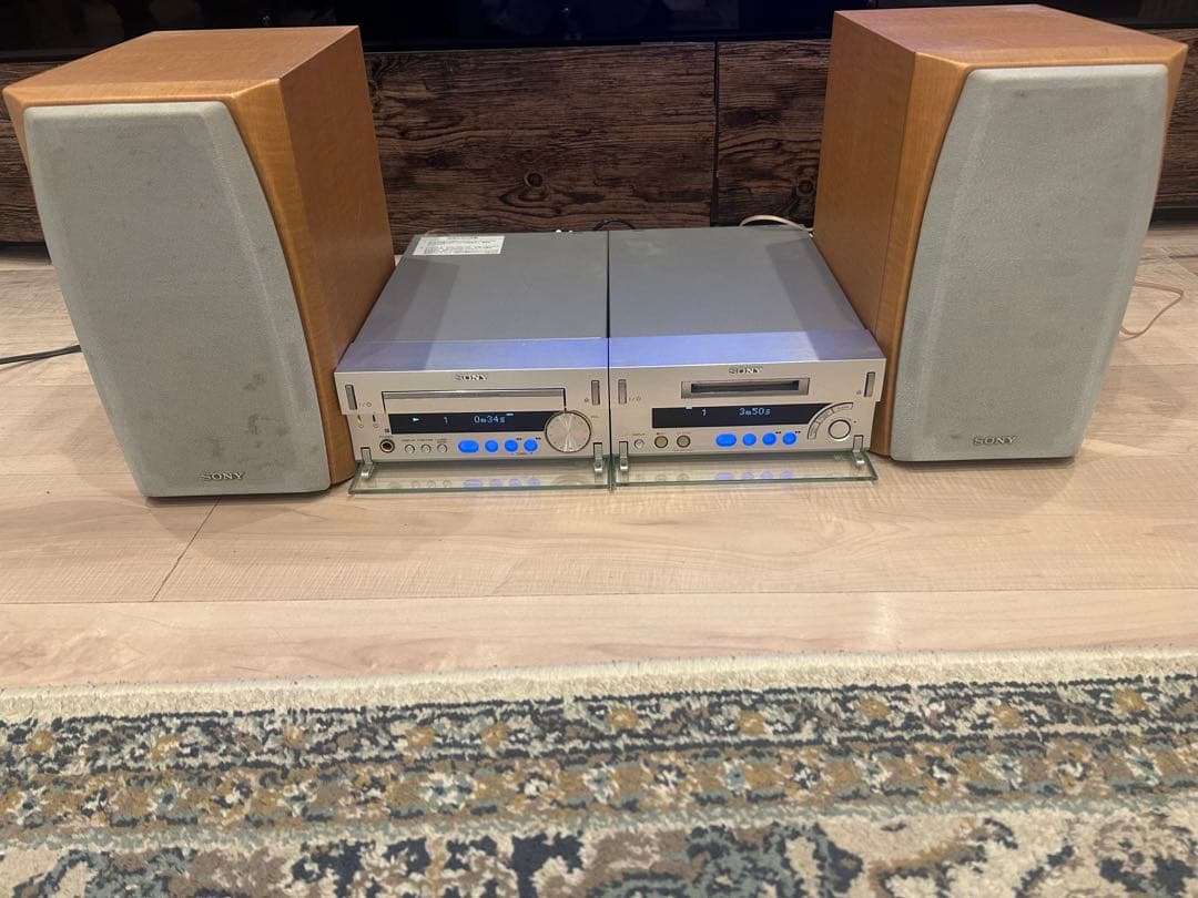 SONY オーディオコンポ CD MDプレーヤー 木製スピーカー　mds-sd1