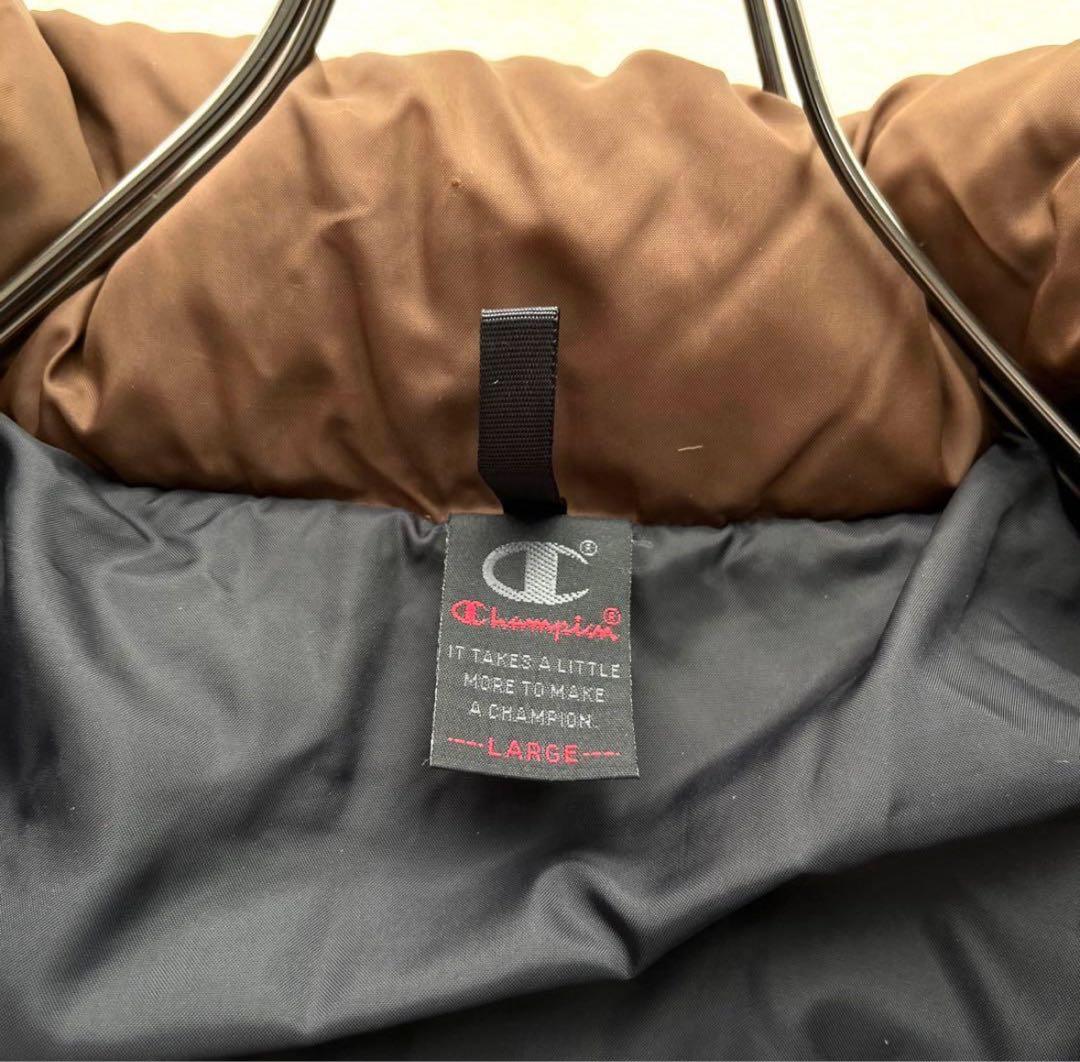 希少 チャンピオン ダウンジャケット 肉厚 刺繍ロゴ 刺繍ロゴ ヌプシ 茶色 L