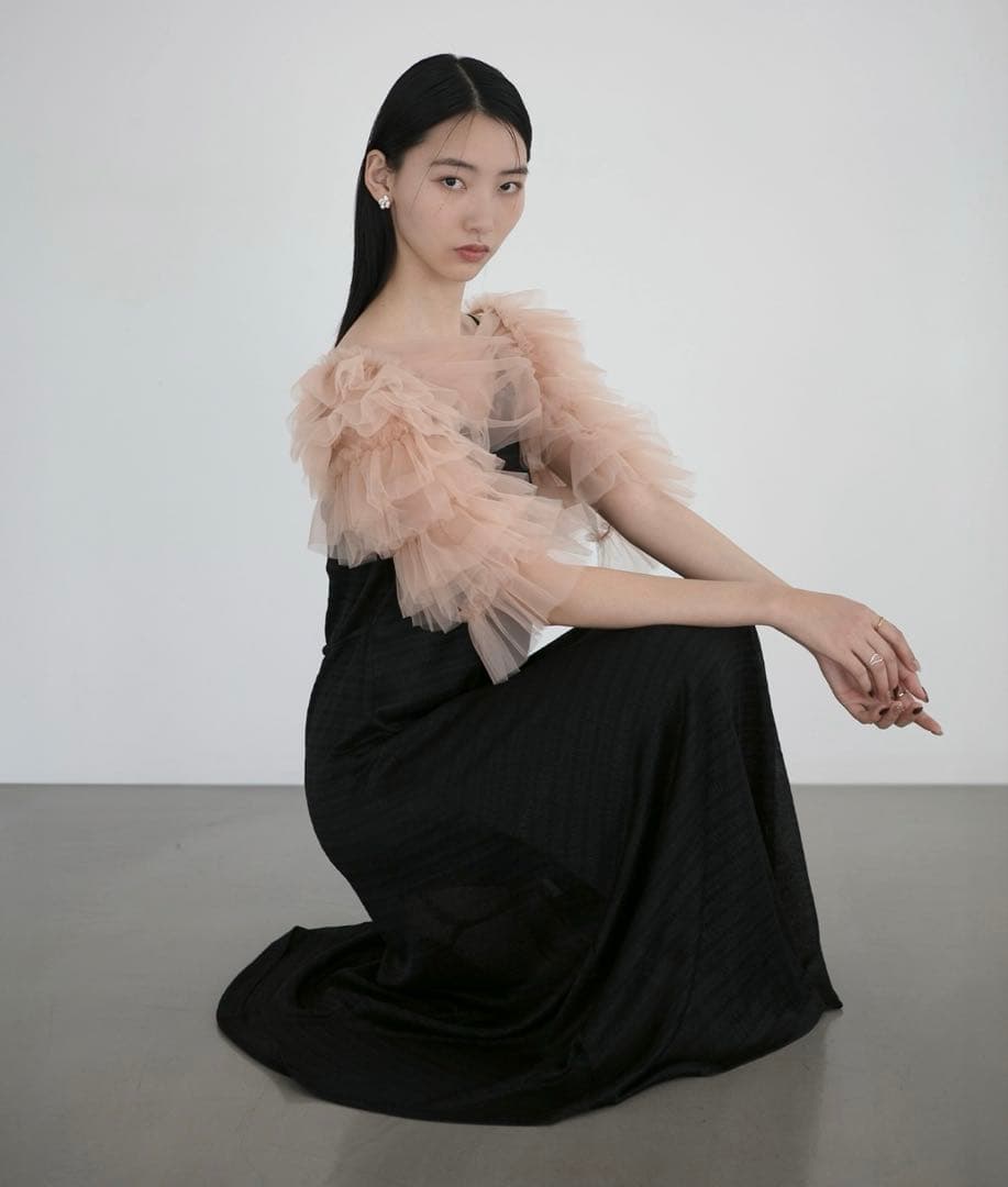 ティアードフリルチュールボレロワンピースドレス オケージョンドレス