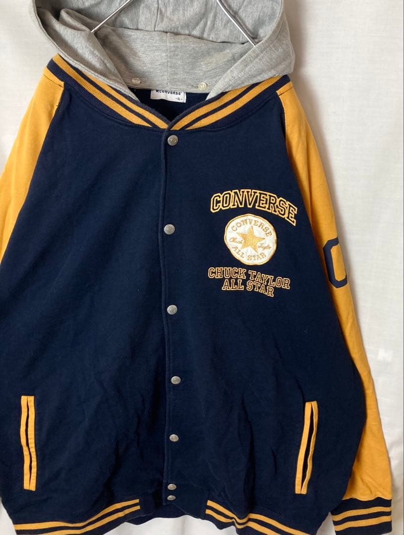CONVERSEでかロゴ フード付きスウェットスタジャン5Lビッグサイズ