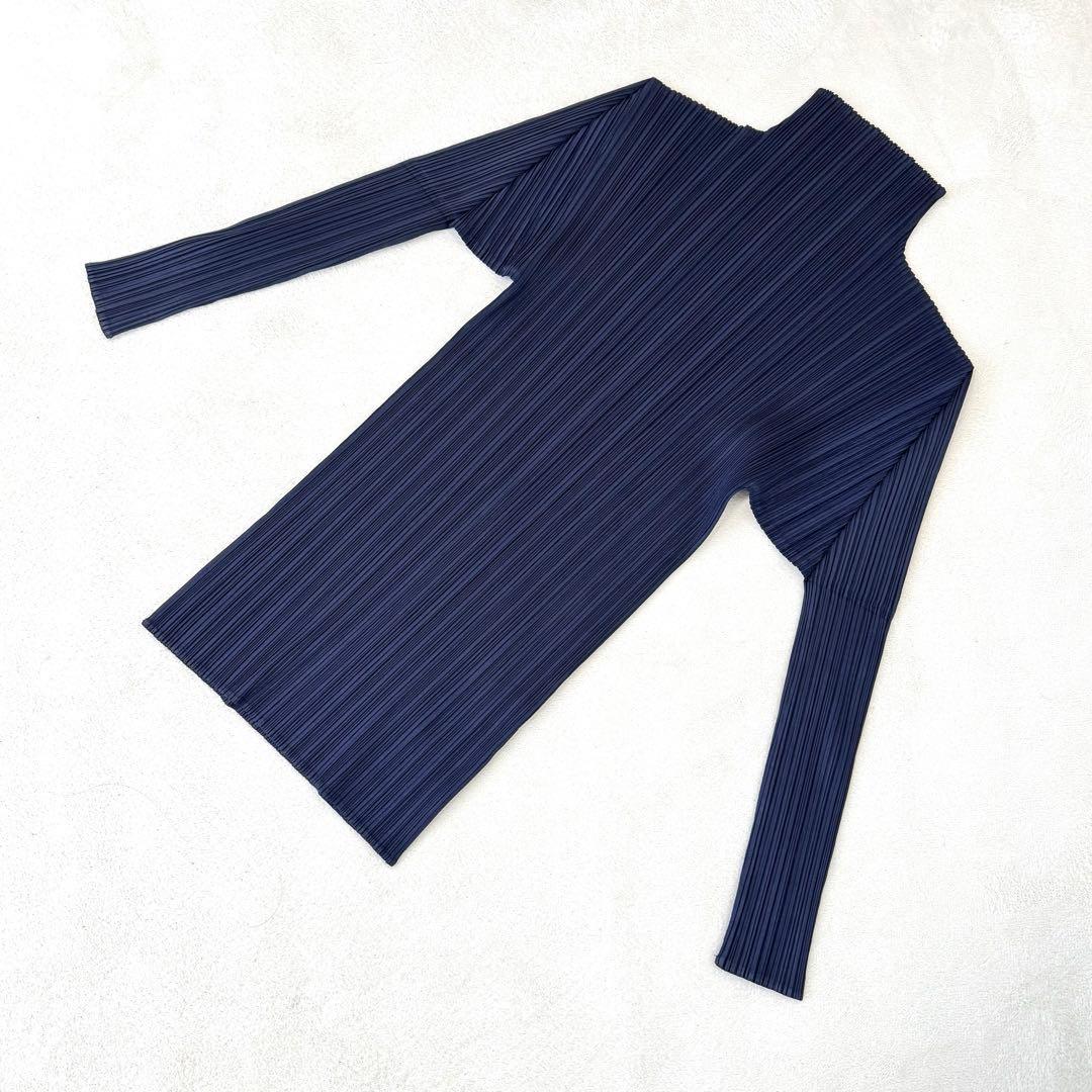美品✨PLEATS PLEASE プリーツ　ネイビー　XLサイズ 長袖　トップス