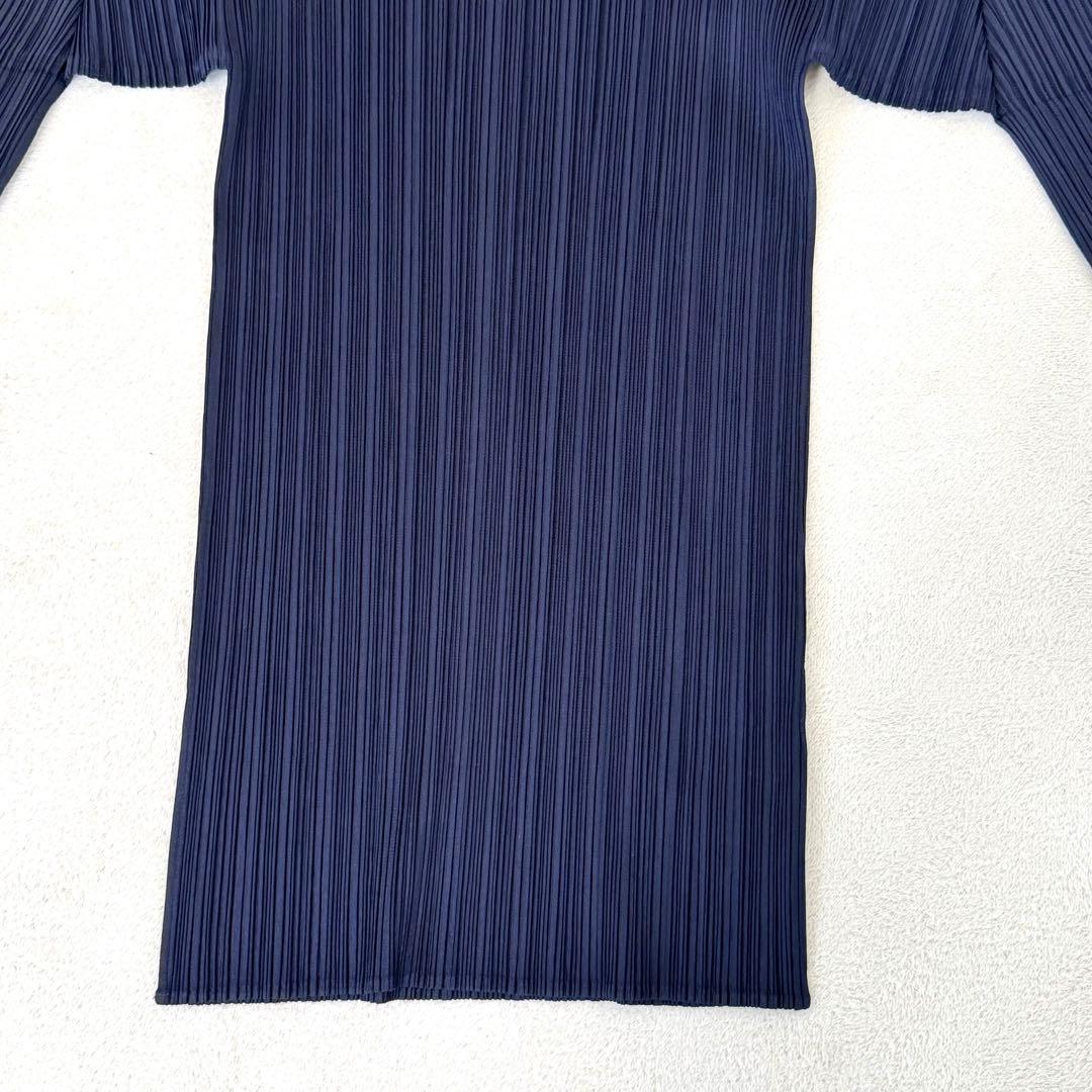 美品✨PLEATS PLEASE プリーツ　ネイビー　XLサイズ 長袖　トップス