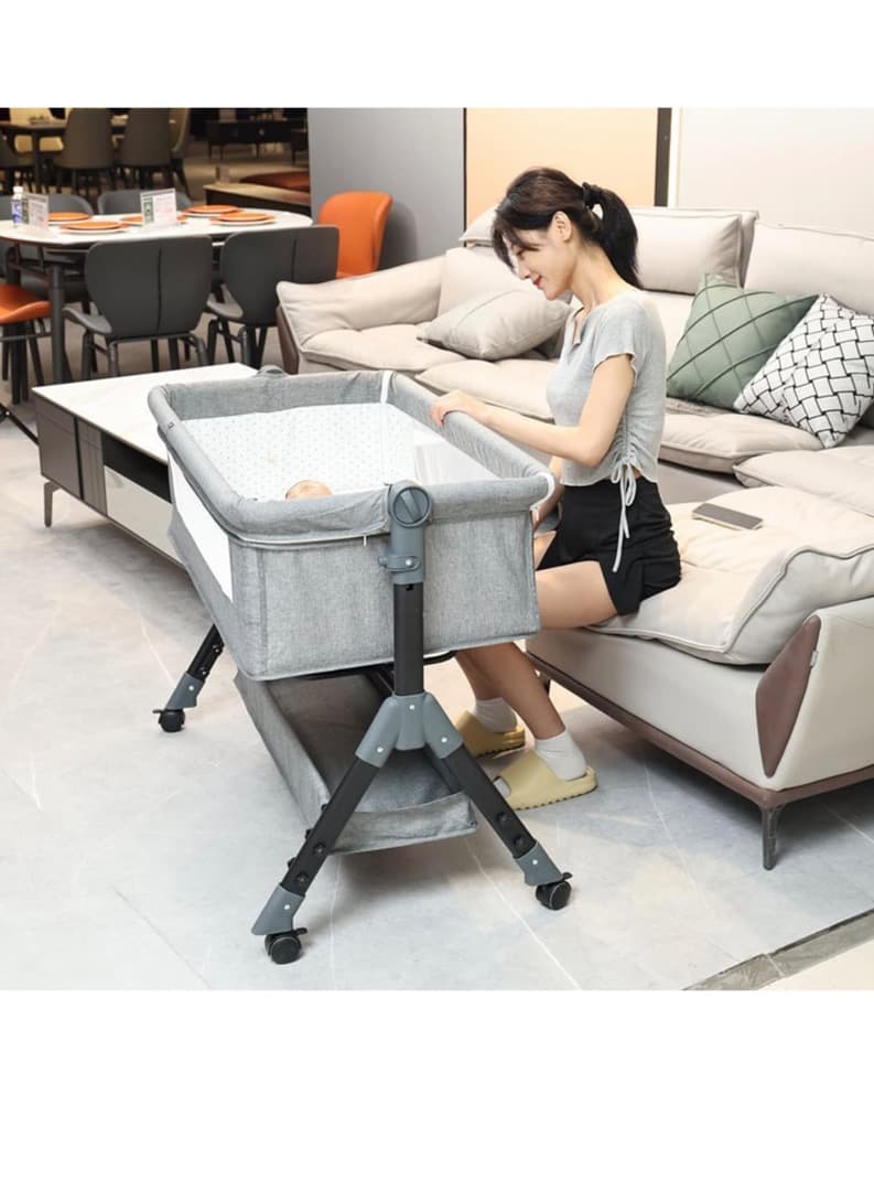 新品・未開封 通気性抜群！高さ調整 新生児対応 多機能ベビーベッド／添い寝可