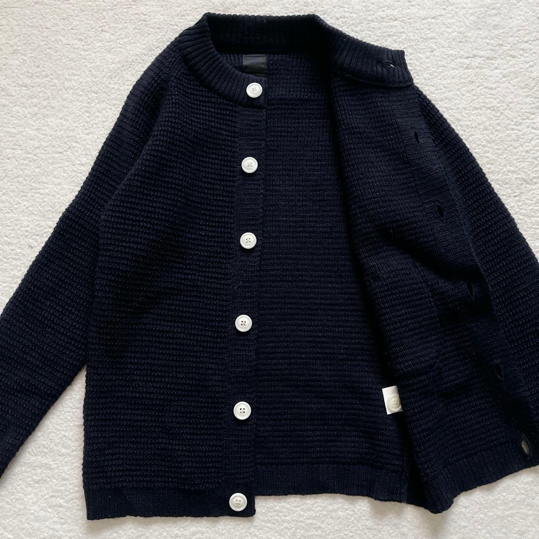 【美品】 maillot マイヨ　パッチワッフルカーディガン エルボーパッチ