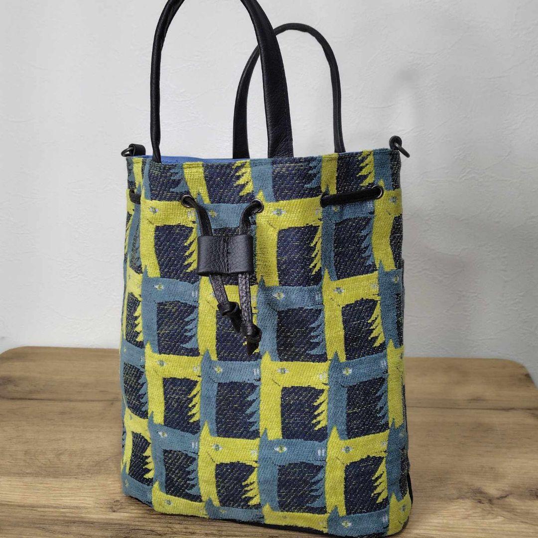 ミナペルホネン/thoroughbredサラブレットネイビー/巾着Lサイズ