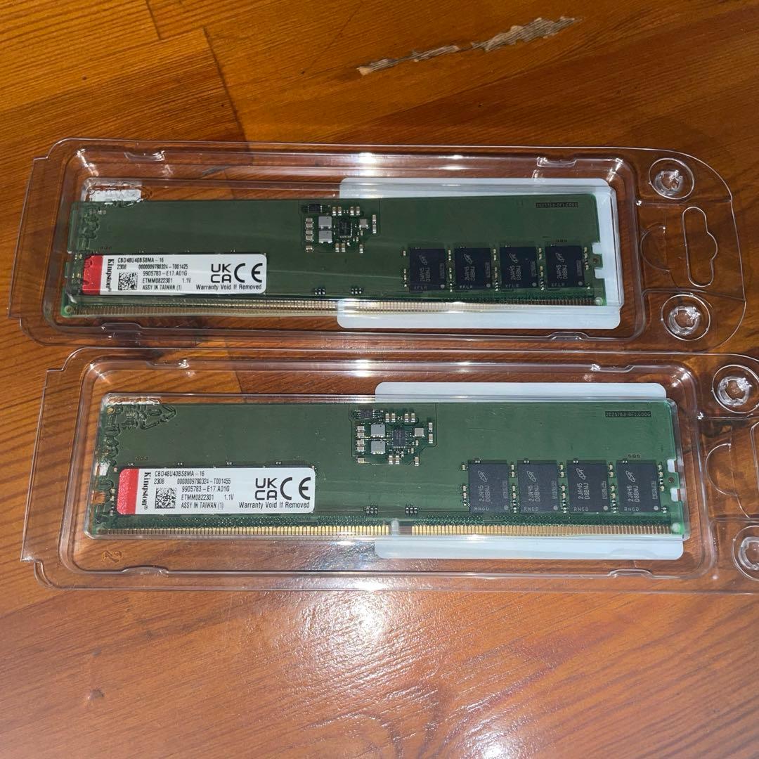 Kingston DDR5 16GB メモリ2枚 デュアルチャネル可