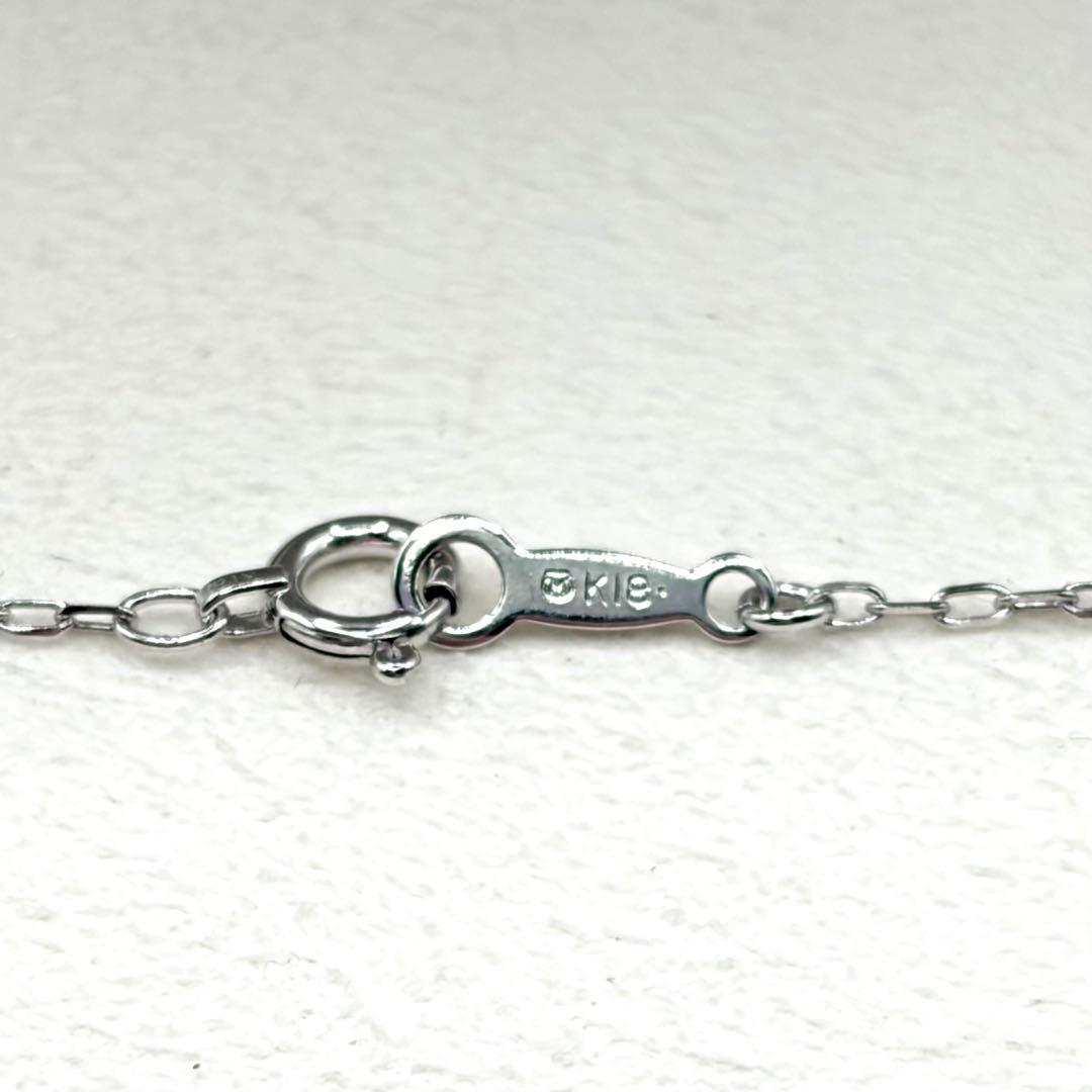 【新品同様】 ミキモト K18WG 0.08ct月モチーフ ダイヤ ネックレス