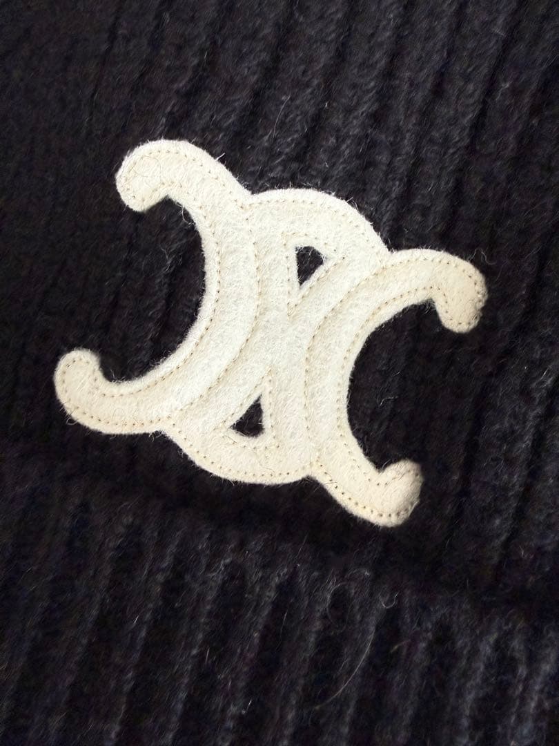 CELINEセリーヌ 美品 トリオンフ カシミヤ ニット帽 ニットキャップ 帽子