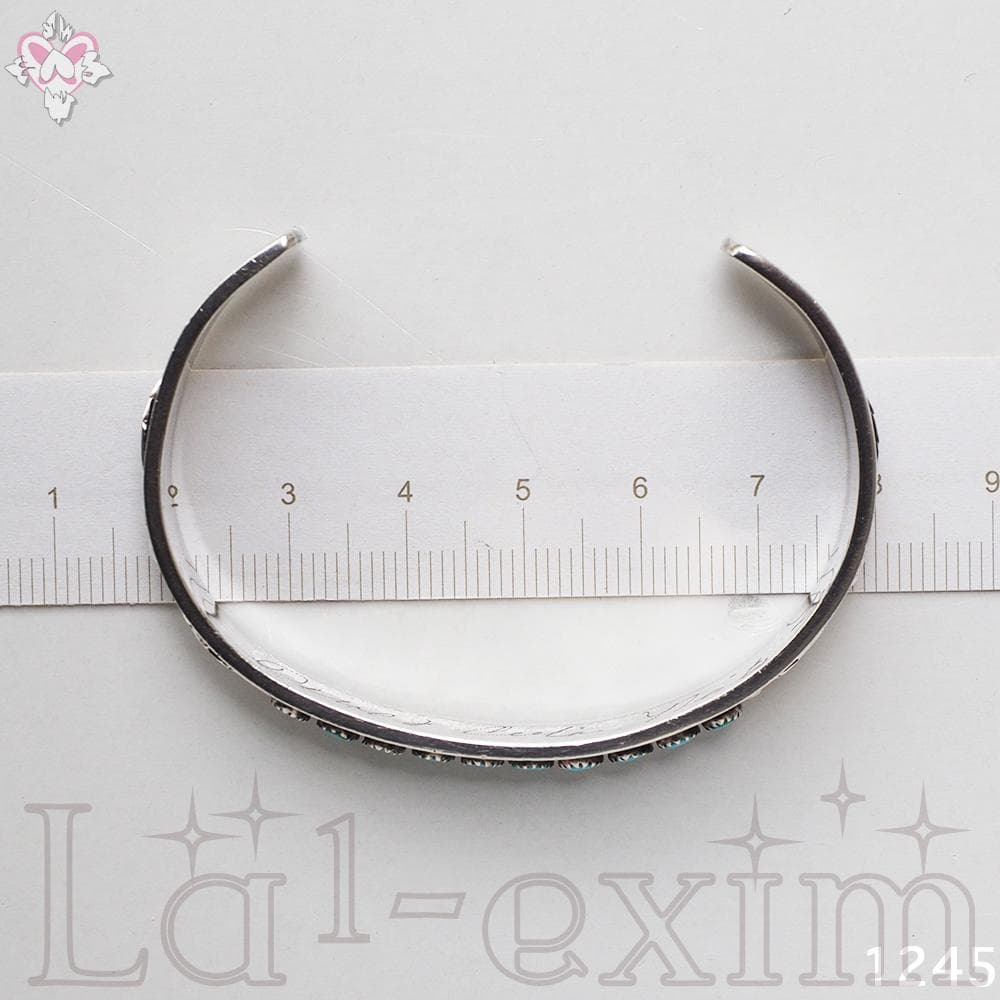 10個 ターコイズ シルバー インディアンジュエリー ズニ 刻印 バングル 純銀