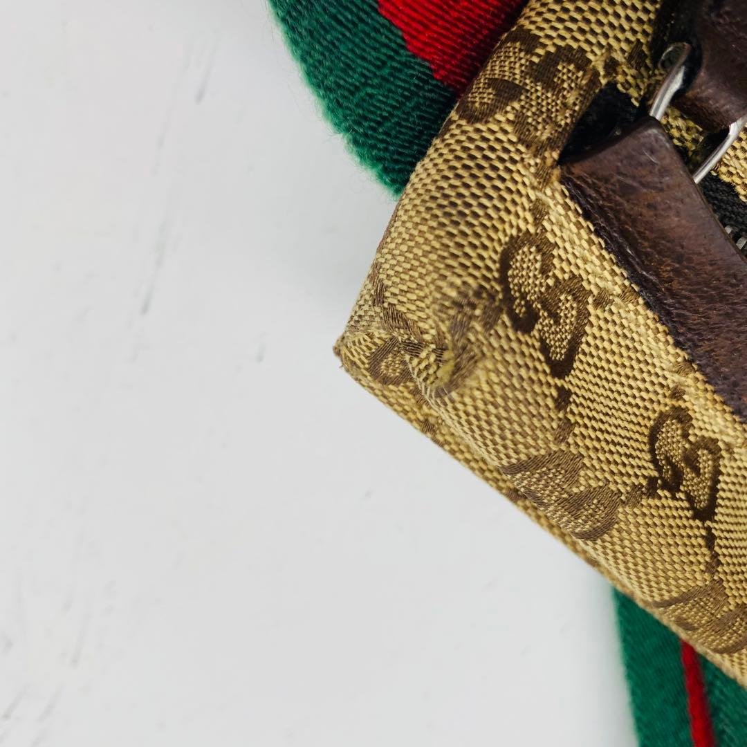 美品✨グッチ ボディバッグ GG キャンバス シェリーライン ブラウン