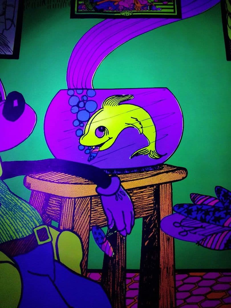 大判　ディズニー　ポスター ブラックライト メモリアルオージー ビンテージ 麻パ