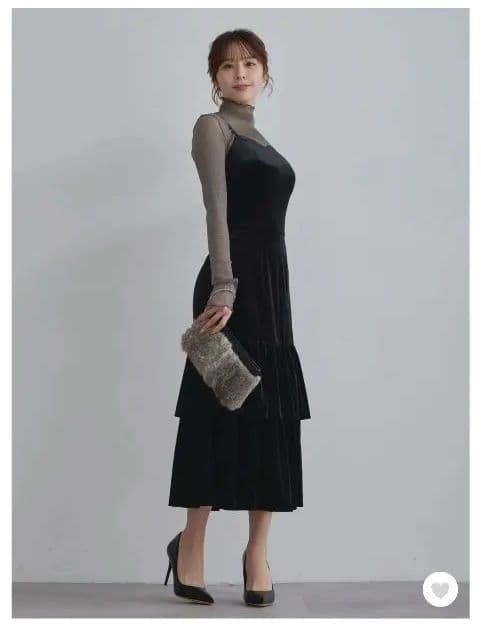 overEベロアキャミティアードワンピース102