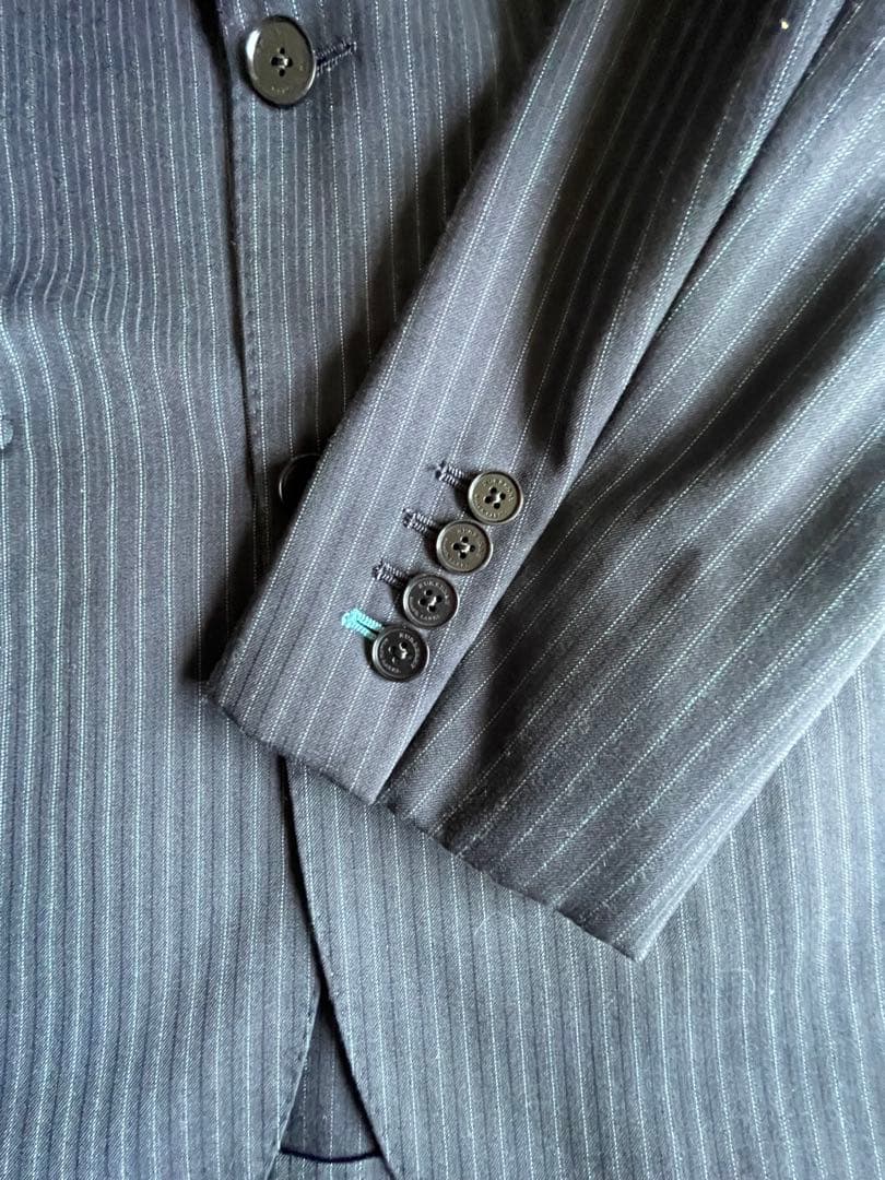 【美品】バーバリーブラックレーベル 3ピーススーツ 紺 38R 本切羽