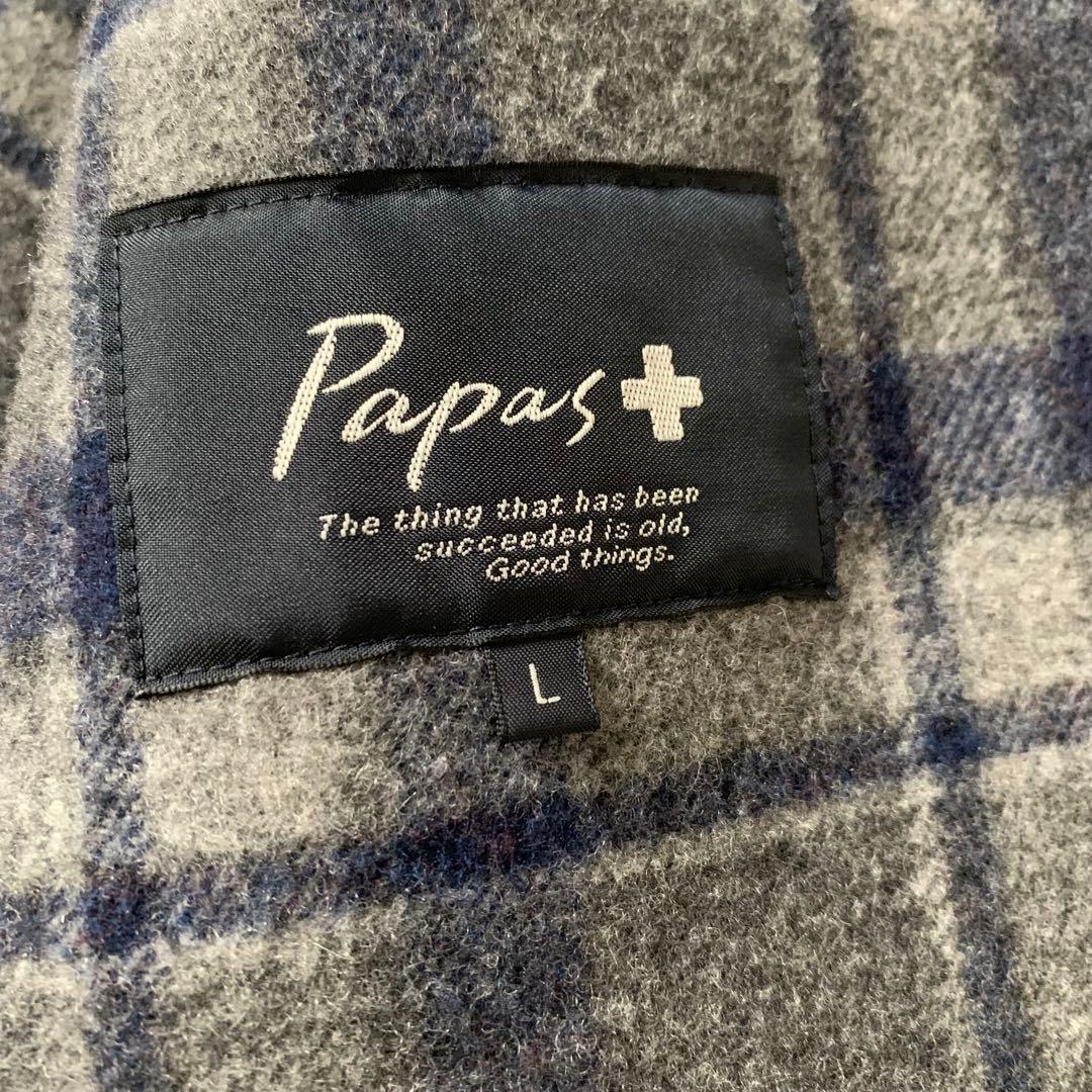極美品　PAPAS+ アンゴラ　カシミヤ　ウールジャケット　ハーフコート　Ｌ