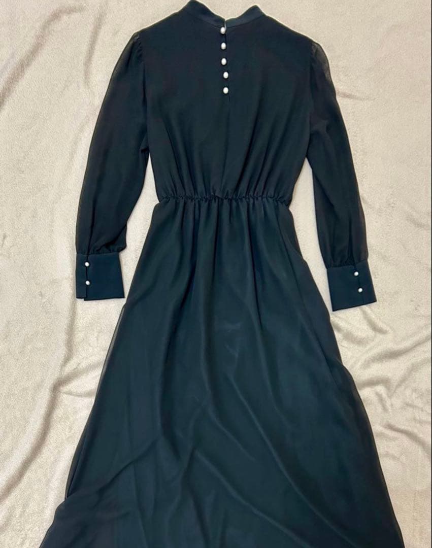 【美品】Rire fete リルフェテ パールデザインシフォンドレス 9号