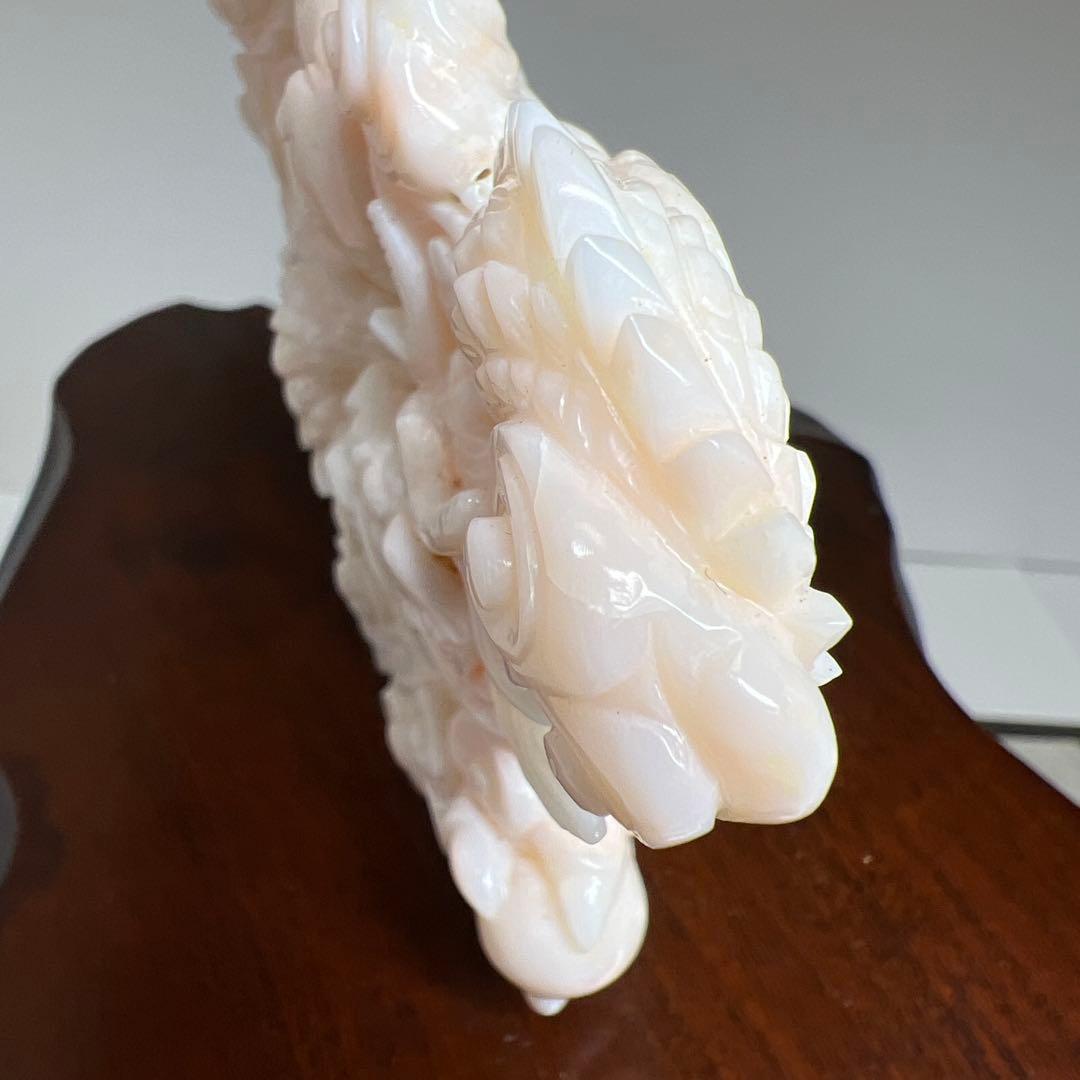 本桃色珊瑚　龍童子置物　ケース付　東Y7-1211☆2Fトヒト