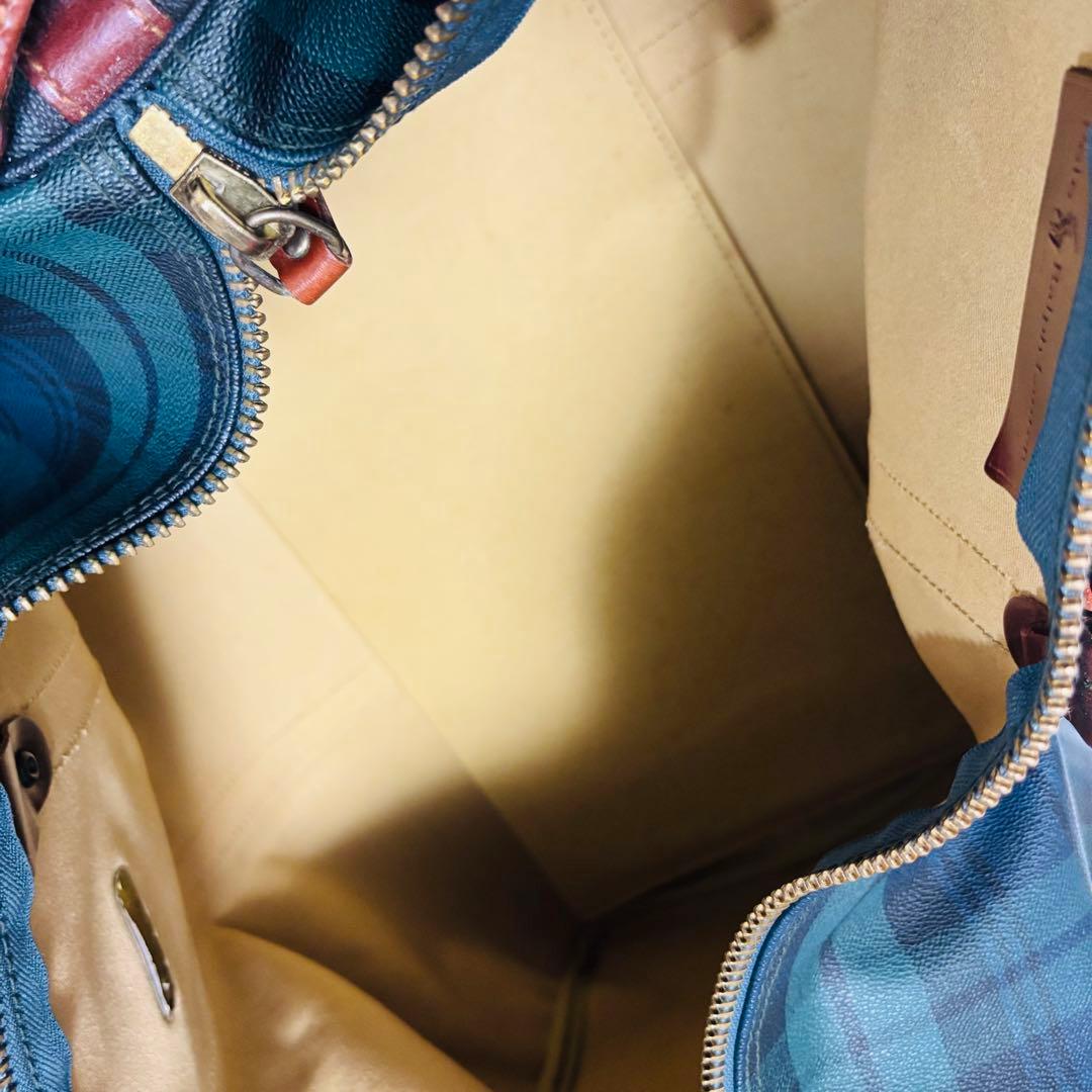 希少 ポロ ラルフローレン レザー ボストンバッグ チェック 2way 大容量