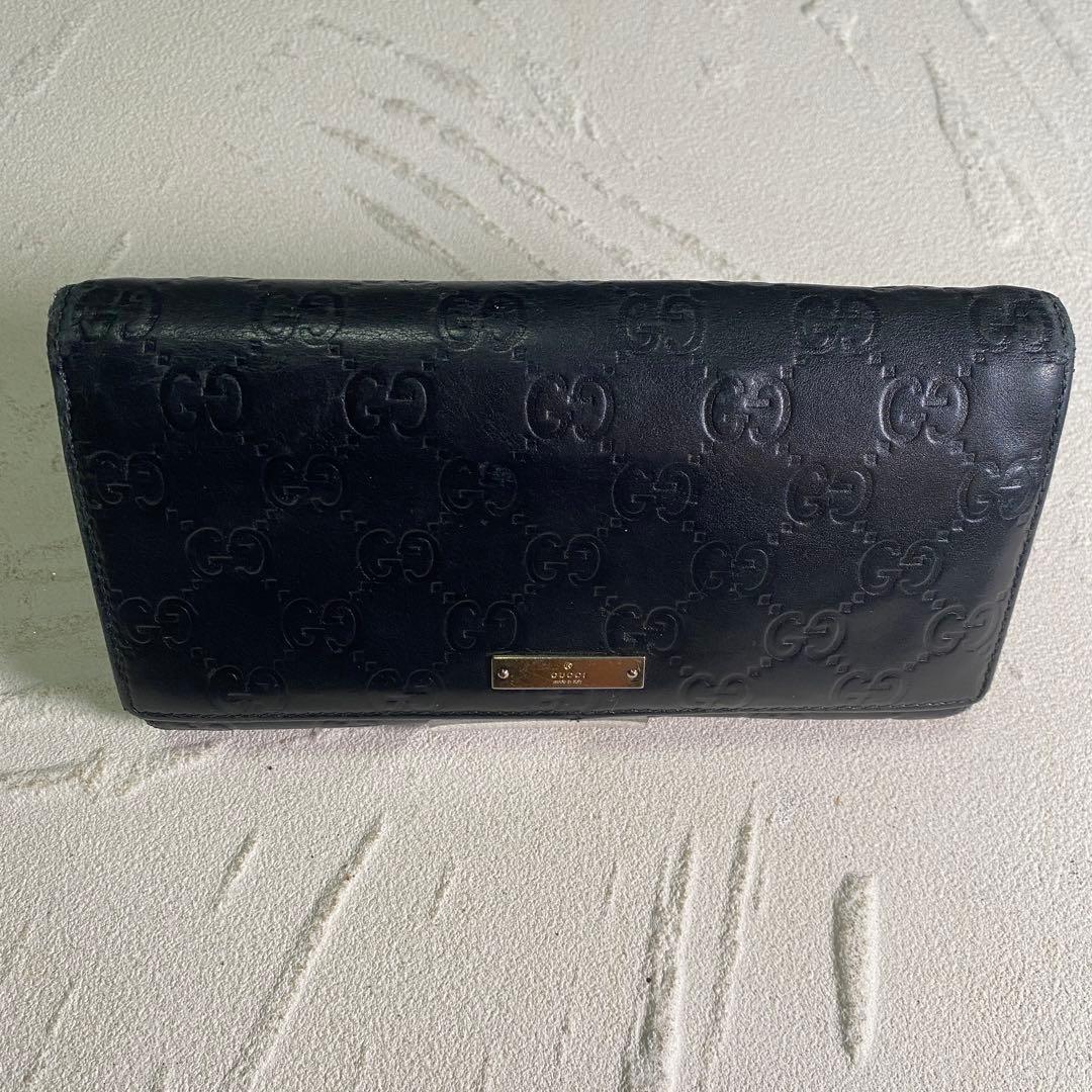 グッチ GUCCI グッチシマ 長財布 170426 GGレザー ブラック